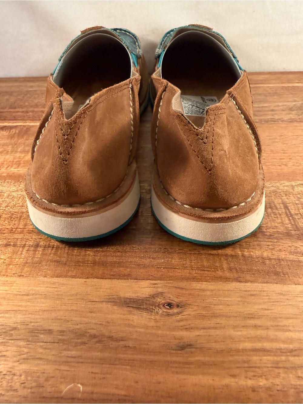 Ariat Cruiser Slip-On Shoes Brown Suede/Turquoise Snake Leather Size 9.5 - Picture 6 of 13